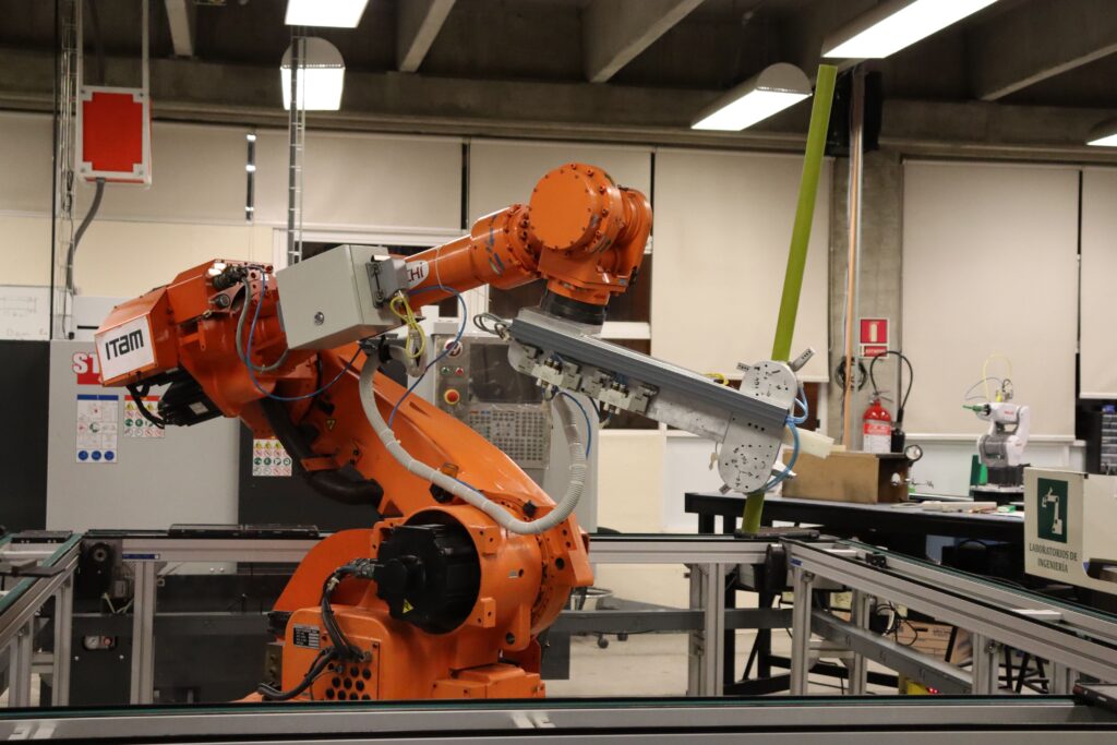Linha de produção automatizada com redução de desperdício de material e retrabalho industrial