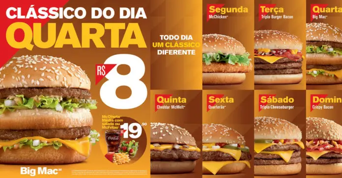Clássico do Dia - McDonalds: Exemplo de calendário de promoções para ser utilizado em marketing de hamburguerias